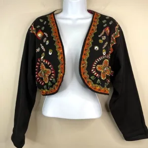 Vintage Black BEADED &amp; Embroidered BOLERO Jacket