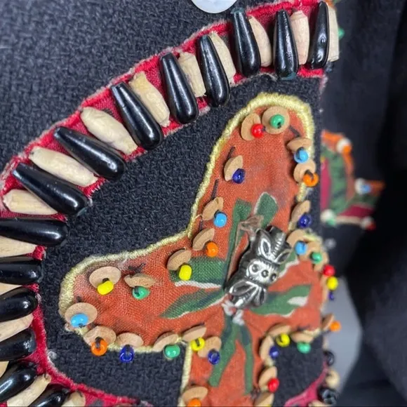 Vintage Black BEADED &amp; Embroidered BOLERO Jacket
