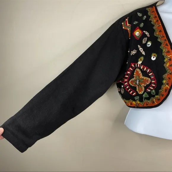 Vintage Black BEADED &amp; Embroidered BOLERO Jacket