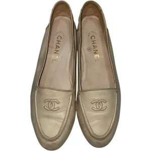 Vintage CHANEL CC Logo Embroidered Cream Ballet Flats    Size: EU 39/ US 8.5