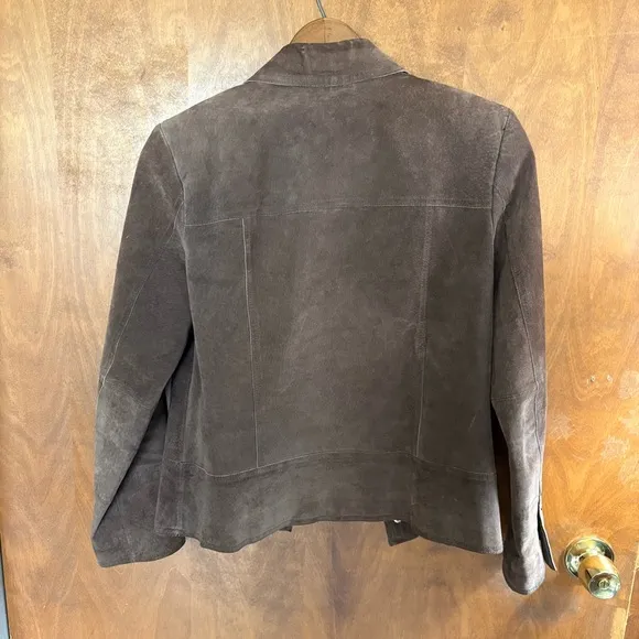 Vintage Chocolate Brown 100% Leather Suede Jacket Country Western Rodeo Cowboy
