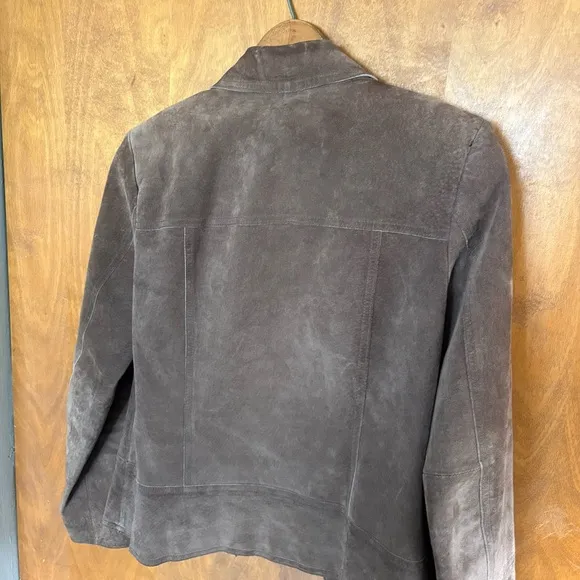 Vintage Chocolate Brown 100% Leather Suede Jacket Country Western Rodeo Cowboy