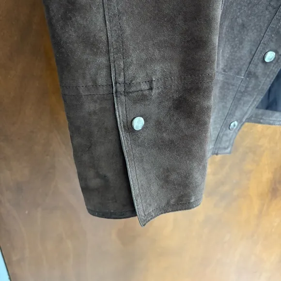 Vintage Chocolate Brown 100% Leather Suede Jacket Country Western Rodeo Cowboy