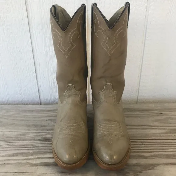 Vintage Dingo Dress Mens Tan Leather Cowboy Western Boots 10 D 5904 USA