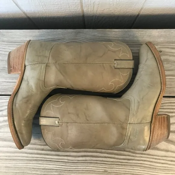 Vintage Dingo Dress Mens Tan Leather Cowboy Western Boots 10 D 5904 USA