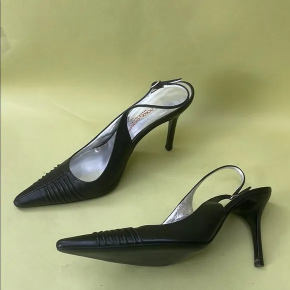 Vintage Dolce &amp; Gabbana Black Textured Leather Heels