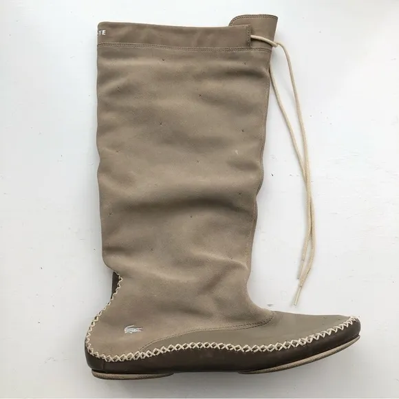 VINTAGE Lacoste Cara Taupe Suede Leather Boot Moccasins 9