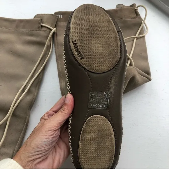 VINTAGE Lacoste Cara Taupe Suede Leather Boot Moccasins 9