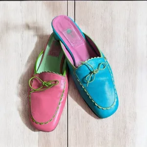 Vintage Lilly Pulitzer Pink and Blue Moccasins mules mismatched quirky