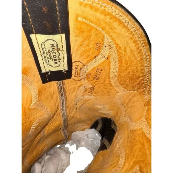 Vintage Nocona Mens Cowboy Boots Size 8 Exotic Python Rattle Snake Skin