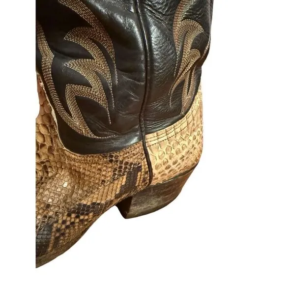 Vintage Nocona Mens Cowboy Boots Size 8 Exotic Python Rattle Snake Skin