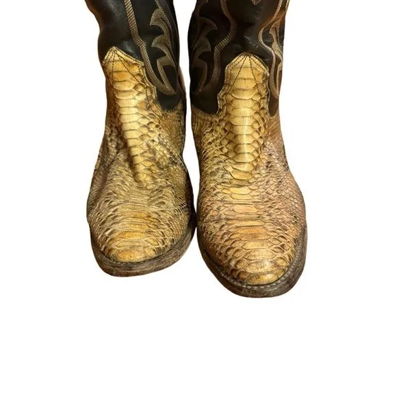 Vintage Nocona Mens Cowboy Boots Size 8 Exotic Python Rattle Snake Skin