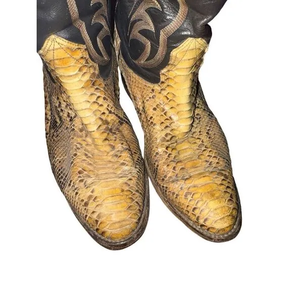 Vintage Nocona Mens Cowboy Boots Size 8 Exotic Python Rattle Snake Skin