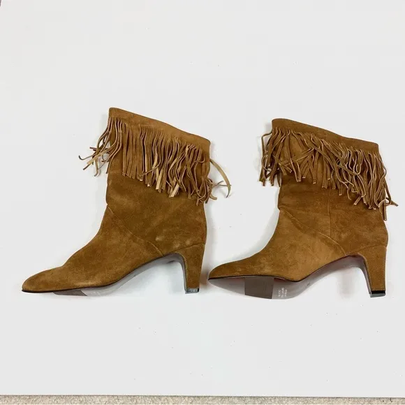 Vintage Pazzo Brown Leather Fringe Heeled Boots