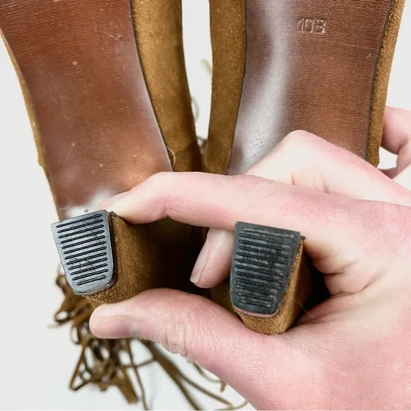 Vintage Pazzo Brown Leather Fringe Heeled Boots