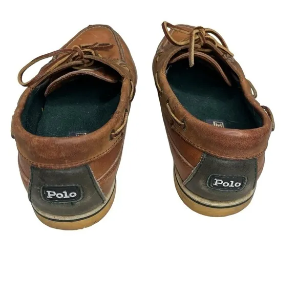Vintage Polo Ralph Lauren brown leather boat shoes Men’s Sz 9.5 D