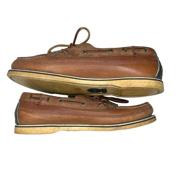 Vintage Polo Ralph Lauren brown leather boat shoes Men’s Sz 9.5 D