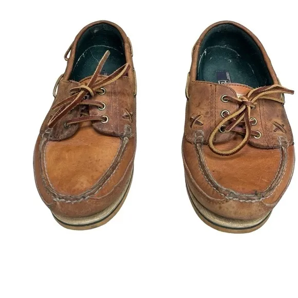 Vintage Polo Ralph Lauren brown leather boat shoes Men’s Sz 9.5 D