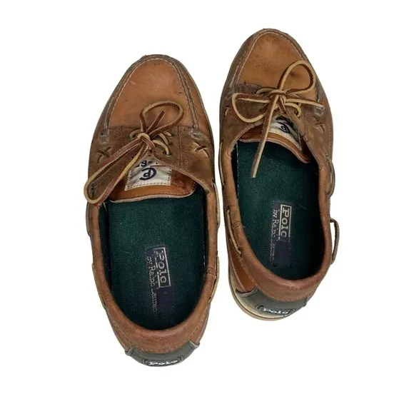 Vintage Polo Ralph Lauren brown leather boat shoes Men’s Sz 9.5 D
