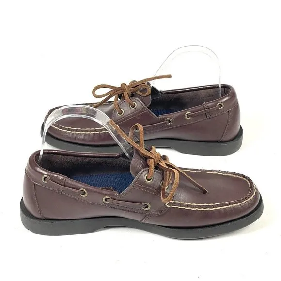 Vintage POLO SPORT Ralph Lauren Boat Shoes Mens 8 D Loafers‎ Brown Leather 90s