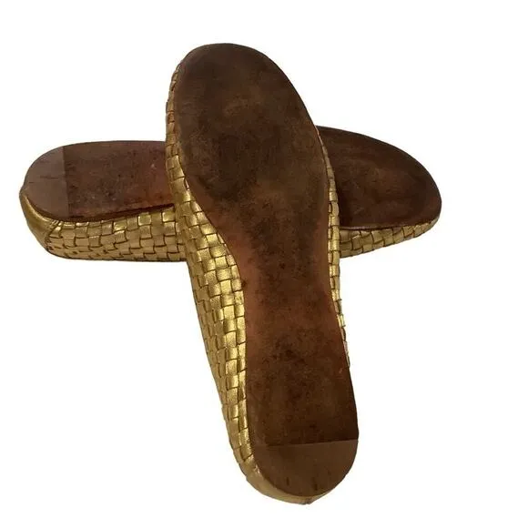 Vintage Prada Gold Woven Bow Flats SIZE 7