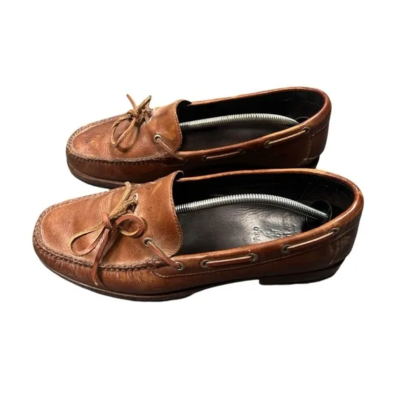 Vintage Ralph Lauren Brown Leather Boat Shoes Size 11 1/2 D ALM 30303