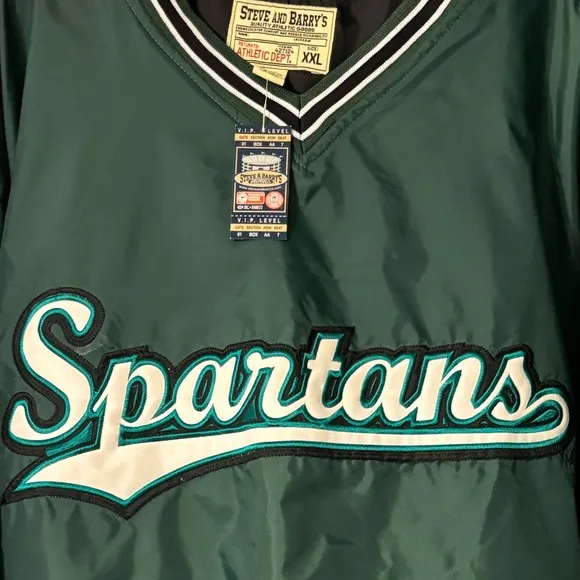 VINTAGE RARE SPARTANS Michigan State Embroidered Windbreaker Pullover Size XXL