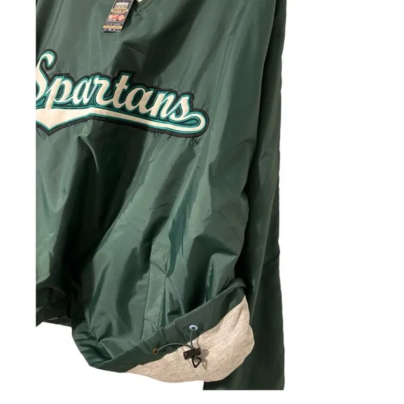 VINTAGE RARE SPARTANS Michigan State Embroidered Windbreaker Pullover Size XXL