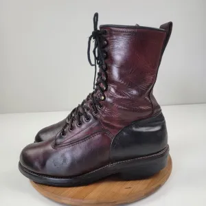 Vintage Red Wing Lineman Logger Tall Lace Up Brown Leathers Boots #921 sz 12 2E