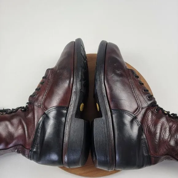 Vintage Red Wing Lineman Logger Tall Lace Up Brown Leathers Boots #921 sz 12 2E