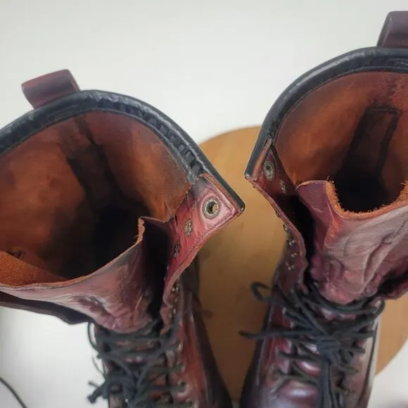 Vintage Red Wing Lineman Logger Tall Lace Up Brown Leathers Boots #921 sz 12 2E
