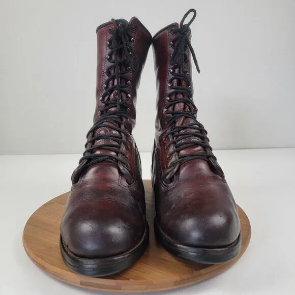 Vintage Red Wing Lineman Logger Tall Lace Up Brown Leathers Boots #921 sz 12 2E
