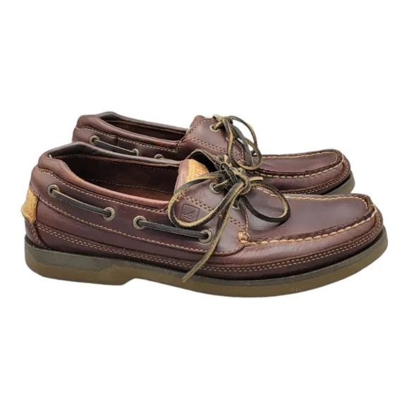 Vintage Sperry Mako Collection Men's Boat Shoes Brown Leather Size 9M
