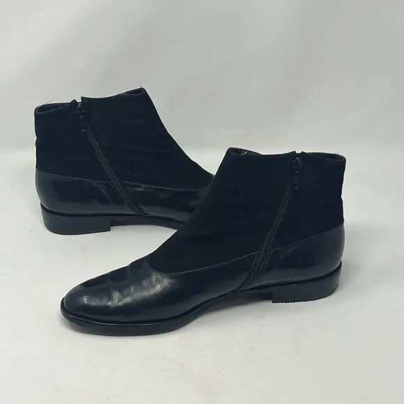 Vintage Stuart Weitzman ankle boots flat black leather suede 10M