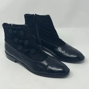 Vintage Stuart Weitzman ankle boots flat black leather suede 10M