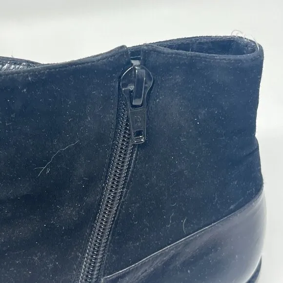 Vintage Stuart Weitzman ankle boots flat black leather suede 10M