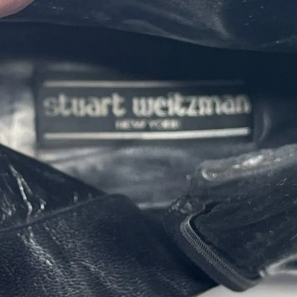Vintage Stuart Weitzman ankle boots flat black leather suede 10M