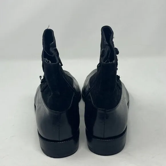 Vintage Stuart Weitzman ankle boots flat black leather suede 10M