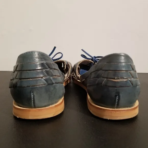 VINTAGE SUGARFOOTS WOVEN LEATHER LACE UP FLATS BRAZIL SIZE 6 VTG RETRO 70S/80S