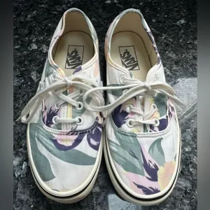 Vintage Vans Canvas Floral Marshmallow Low Top Sneakers Shoes Women’s Size 7.5