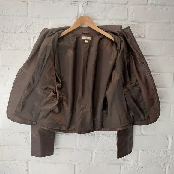 Vintage Wilsons Authentic Leather Jacket Womens Medium / Large Brown Button Up