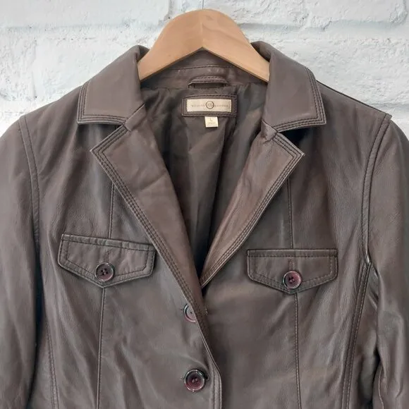 Vintage Wilsons Authentic Leather Jacket Womens Medium / Large Brown Button Up