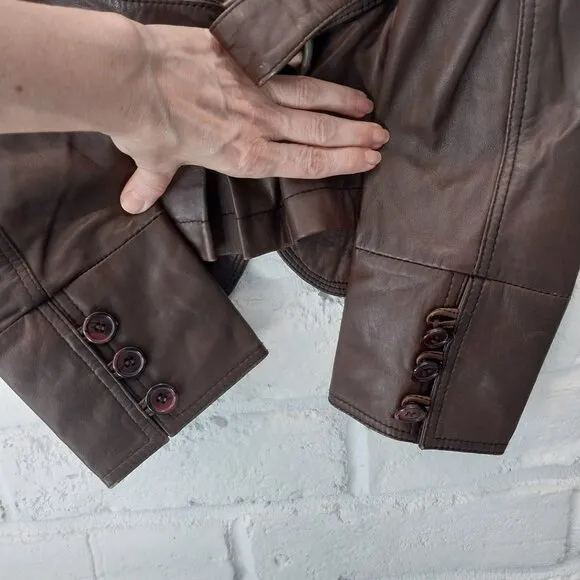 Vintage Wilsons Authentic Leather Jacket Womens Medium / Large Brown Button Up