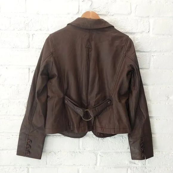 Vintage Wilsons Authentic Leather Jacket Womens Medium / Large Brown Button Up