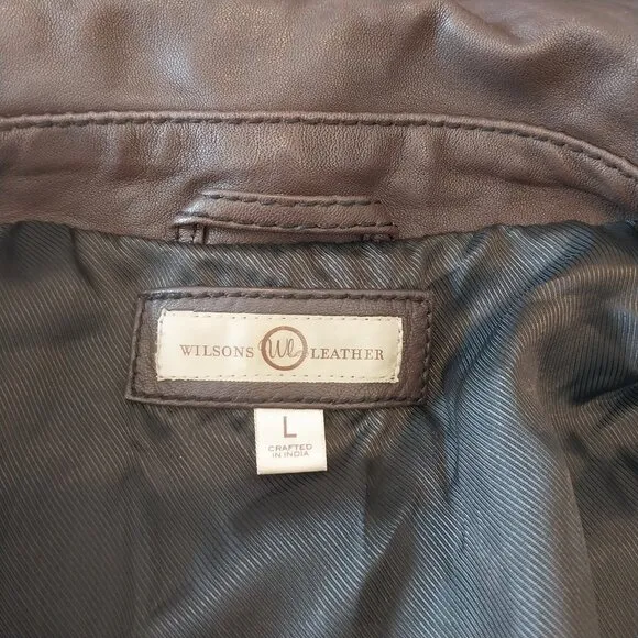 Vintage Wilsons Authentic Leather Jacket Womens Medium / Large Brown Button Up
