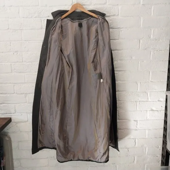 Vintage Wilsons Authentic Leather Long Coat Womens Large Black Belted Duster
