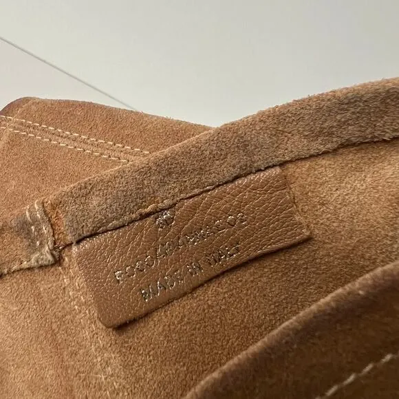 Vintage y2k Coach Fringe Boots Knee High Tall Western Riding Cowgirl Suede Tan