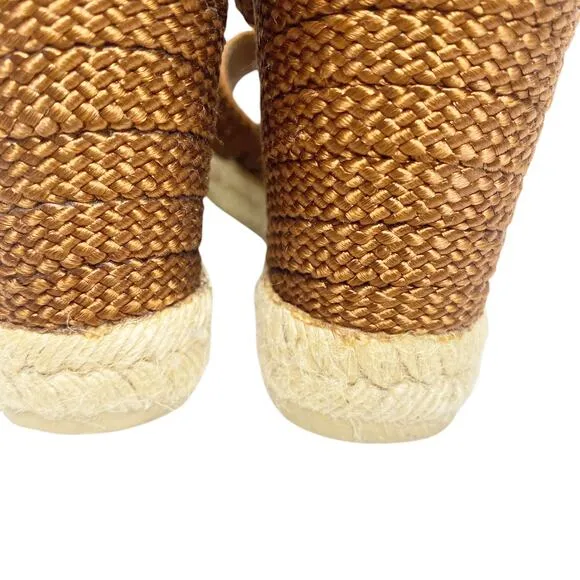 Vintage Yves Saint Laurent Womens Size 9.5 Brown Woven Espadrille Wedges