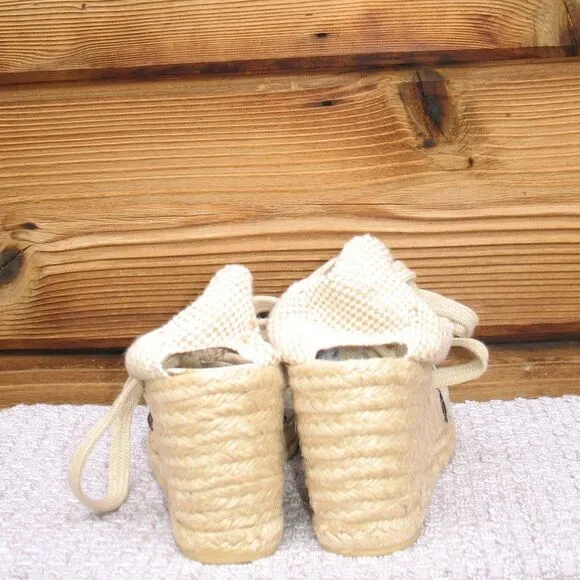 Vintage 90's Wedge Ankle Wrap Espadrille Wedges