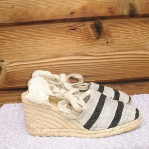 Vintage 90's Wedge Ankle Wrap Espadrille Wedges